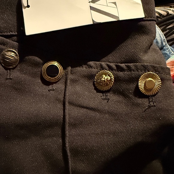 Zara Black Gold Button Detail Flared Pants - Picture 8 of 9